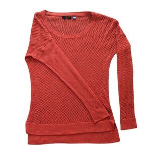 DEX Women's Sweater Red Orange Fishnet Size XS Excellent Condition